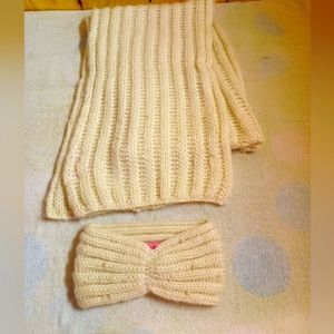 Betsey Johnson Scarf And Headband Set, Pearl Accents-NWOT